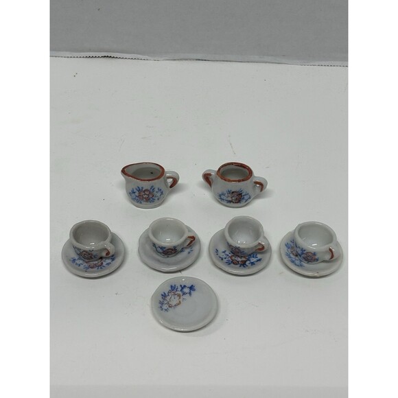 11 Piece Miniature Tea Set Pieces Porcelain - Picture 3 of 5